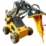 Minicargador frontal con neumáticos y martillo hidráulico BMS380